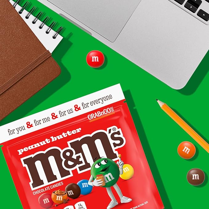 M&ampM'S Peanut Butter Milk Chocolate Candy Grab N Go- 4.5 oz Resealable Bag (Pack of 8)