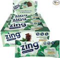 Zing Dark Chocolate Mint Vegan Protein Bars Gluten Free with High Protein High Fiber Dairy Free Nutrition Bars Plant Based Protein Kosher Low Sugar No Sugar Alcohols - 12 count