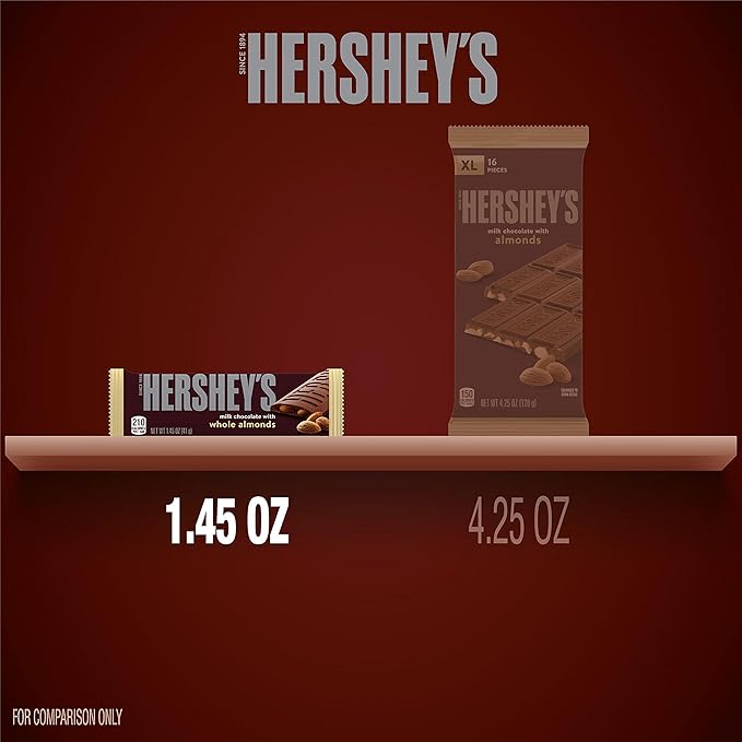 HERSHEY'S Milk Chocolate with Whole Almonds Candy Bars 1.45 oz (36 Count)
