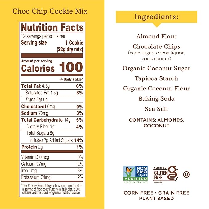 Generic Sim.ple Mills Almond Flour Mix Chocolate Chip Cookie - 9.4 oz (Pack of 6)