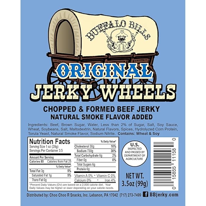 Buffalo Bills Original Beef Jerky Wheels (Circles) - Three 3.5oz Packs