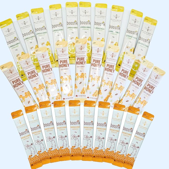 BeeFamily - Special-Tea Honey Stick Set 300g - Lemon Honey Pure Honey Ginseng Honey