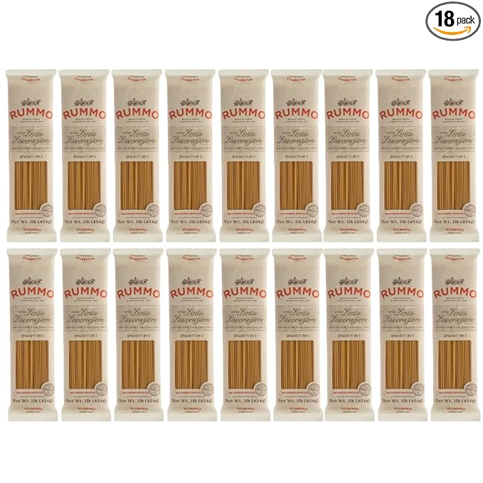Rummo Spaghetti Pasta N.3 - Spaghetti Pasta Noodles Durum Wheat Pasta Thin Spaghetti Noodles Italian Pasta Dry Pasta - 16 Ounce (Pack of 18)