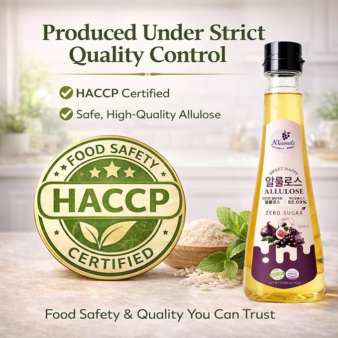 NXsweets Allulose Syrup with Indigestible Maltodextrin &amp Rice Syrup Zero Sugar Sweetener 92.09% Allulose Keto Friendly Low Glycemic Sweetener Non-GMO HACCP Certified 24.69 oz (700 g) Produc