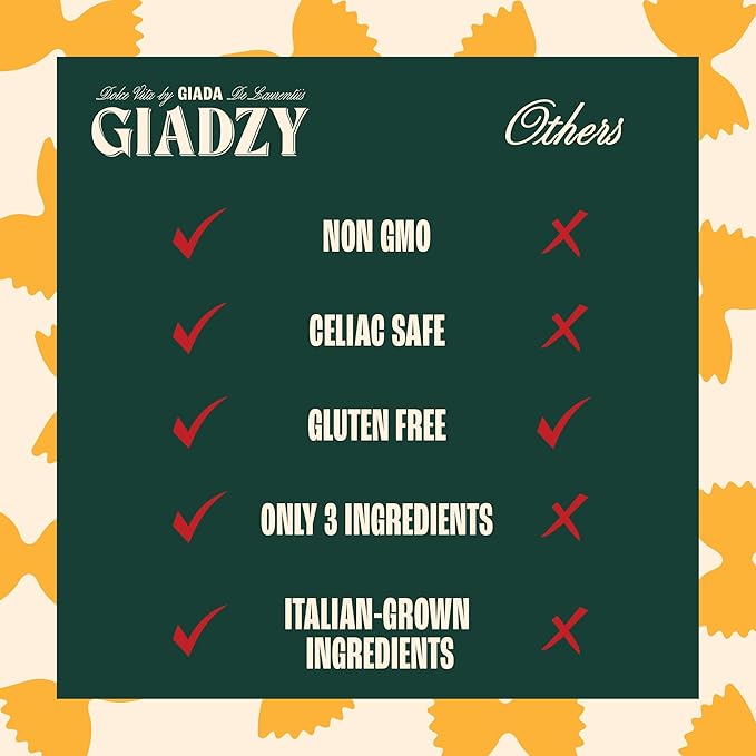 Giadzy by Giada De Laurentiis 3 Pack Gluten Free Taccole - Made in Italy Artisanal Clean Ingredients - Non GMO