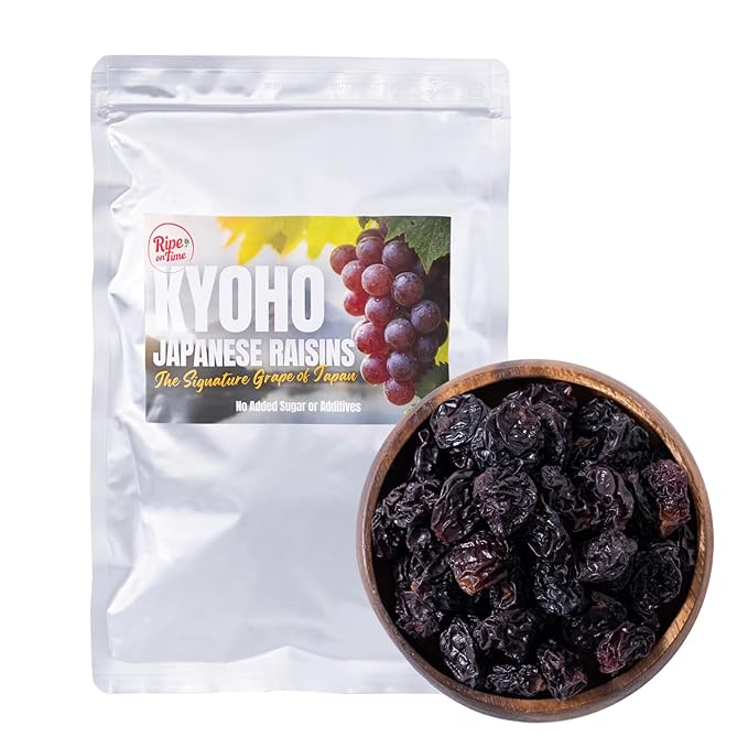 Premium Japanese Dried Giant Grapes (Kyoho) - Authentic Soft Texture &amp Intense Flavor - Exquisite Jumbo Raisins for Wine &amp Charcuterie Board - No Sugar Added Vegan (8.8oz)
