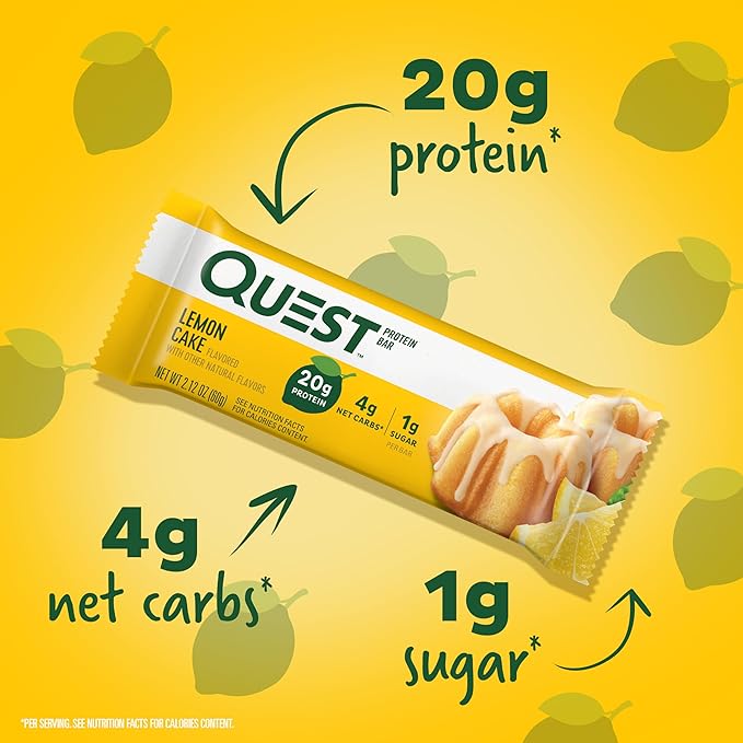 Quest Nutrition Blueberry Muffin (12 Count) and Lemon Cake (12 Count) Protein Bars Bundle High Protein Gluten Free