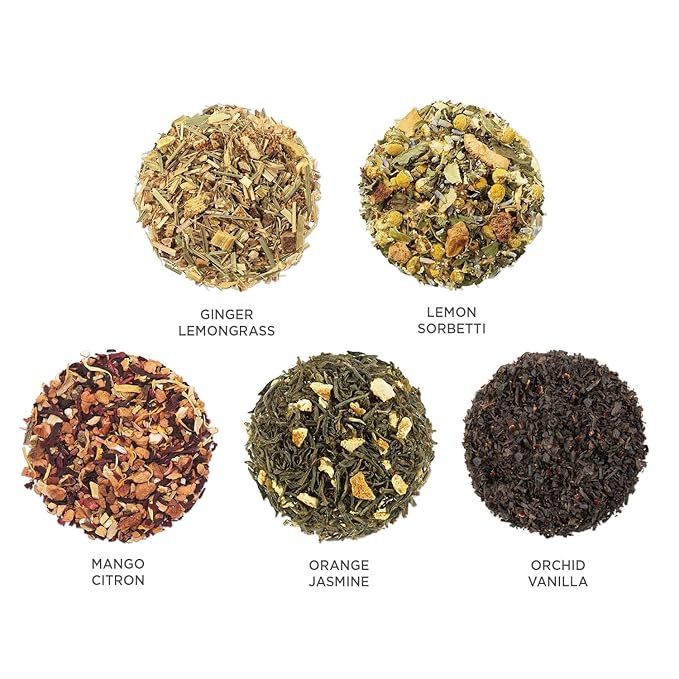 Tea Forte Paradis Petite Presentation Box Tea Gift Set Sampler 10 Count 2 of Each Variety Individually Wrapped Handcrafted Pyramid Infuser Bags