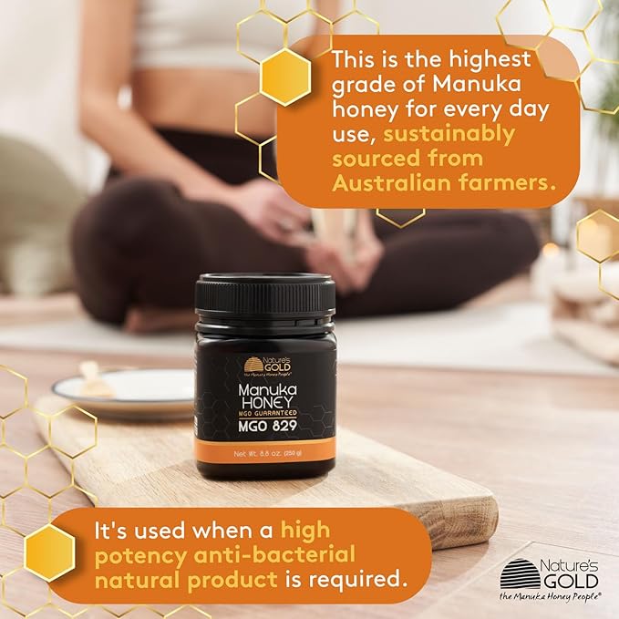 Nature’s Gold Raw Manuka Honey MGO 829+ | Authentic MGO Australian Honey Non-GMO 100% Pure Genuine Traceable from Hive to Home