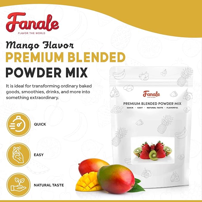 Fanale Premium Mango Bubble Tea Flavoring Powder | Perfect for Baking Smoothies Desserts and Drinks | Instant Flavoring Powder for Boba Milk Tea - 2.2 Pounds (Pack of 20).