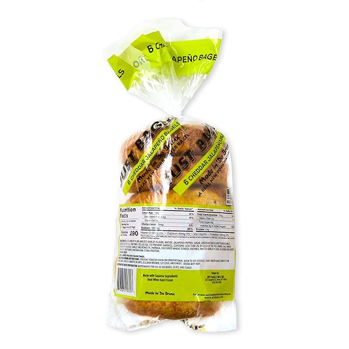 Just Bagels Cheddar Jalapeno Bagels - 8 Packs Of 6 Bagels Per Pack - 48 Total Non-GMO