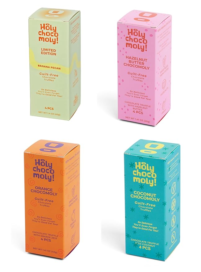 Fruit &amp Nut (Hazelnut Coconut Banana Pecan Orange) Pack | Low in Refined Sugar Made With Dates and Real Nut Butters | Healthy On-the-go Snack | 4 Truffles/Box 16 Truffles