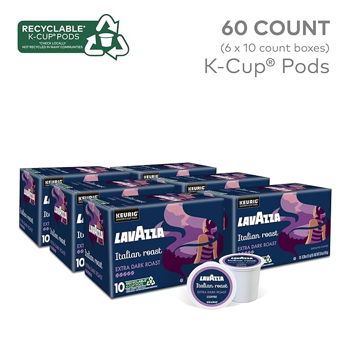 Lavazza Italian Roast Keurig Single Serve K-Cup Pods 60ct (12 Packs of 10)