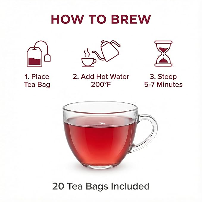 Hibiscus Tea Organic Hibiscus Tea Bags Antioxidant-Rich Rich in Anthocyanins &amp Vitamin C Naturally Caffeine-Free to Soothe the Mind Tart &amp Refreshing Flavor 20 Tea Bags