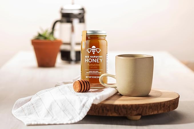 Bee Harmony Floral Infused Raw Honey Variety Pack (Lavender Jasmine and Turmeric) 12 OZ each