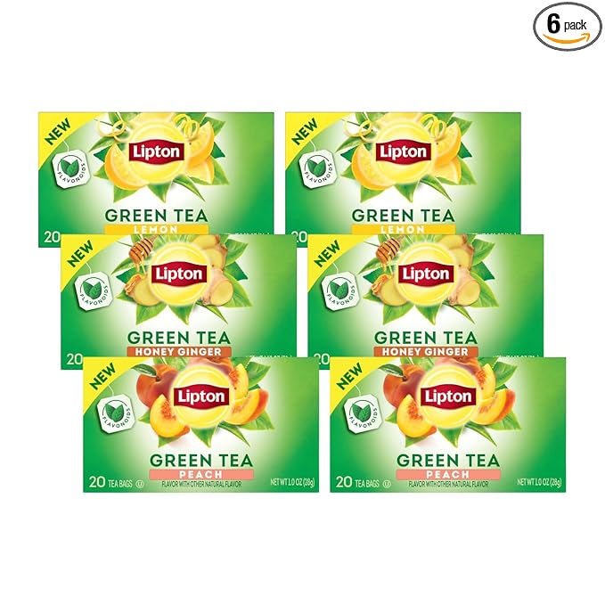 Lipton Green Tea Variety Pack Honey Ginger Lemon &amp Peach 20 CT (2 ea)
