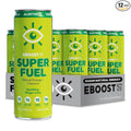 EBOOST SUPER FUEL Healthy Energy Drink - Ginger Lime: 12 Healthy Energy Drinks - Focus &amp Productivity - 110 mg Caffeine + Nootropics &amp Electrolytes - No Sucralose Taurine Artificial Flavors