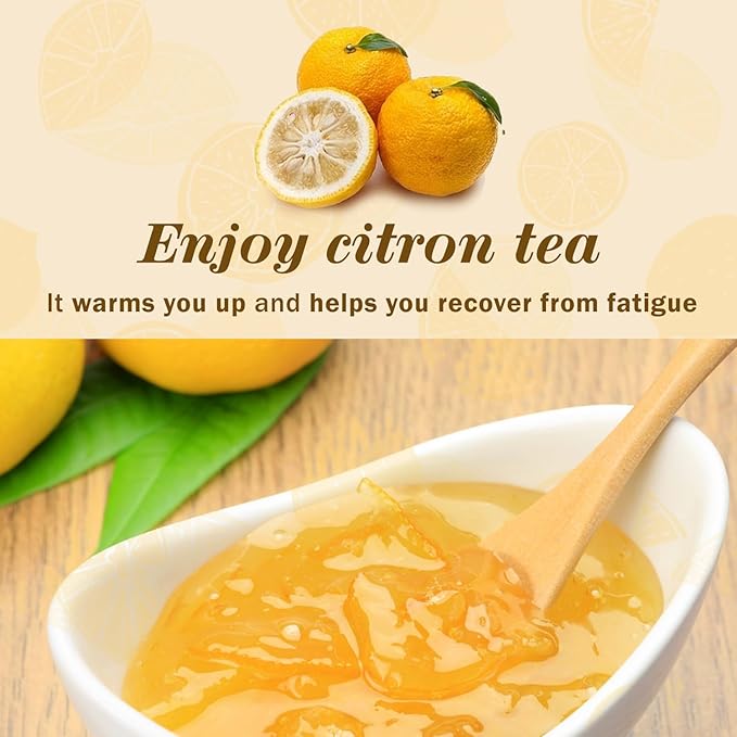 KPANTRY Korean Yuja Tea (Honey Citron) - Pure Yuzu Marmalade Concentrate with Real Citrus Slices &amp Honey Caffeine-Free – Hot/Iced Tea Spread &amp Smoothie Mix – 35.27 oz (1kg)