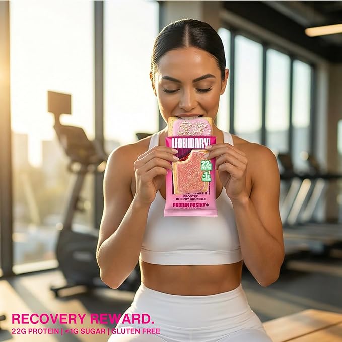 Legendary Foods 22g Protein Pastry 0g Added Sugar Low Carb Gluten Conscious Keto Snack Ideal for Glucose Management Includes Whey Protein Isolate 8 Pack Cherry Crumble