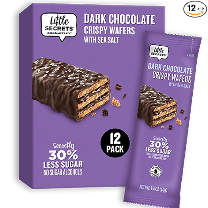 Little Secrets Dark Chocolate Crispy Wafers | 60 Minis | Made in Europe | Nothing Artificial &amp No Sugar Alcohols | Sustainable Cocoa | 1.4 Ounce (Pack of 12)