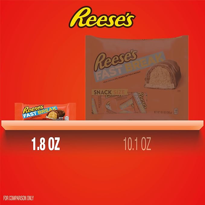 REESE'S FAST BREAK Peanut Butter Nougat Candy Bars 1.8 oz (Pack of 18)