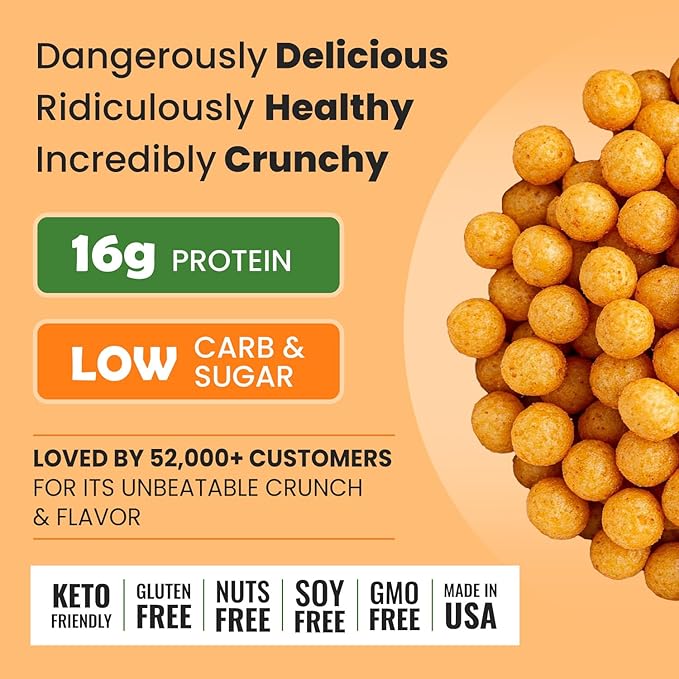 Better Than Good Savory Keto Jalapeno Cheddar Protein Puffs | Gluten-Free -16g Protein Low Sugar Low Calorie Diabetic Friendly Snacks | Low carb Healthy Kids Snack | No Artificial Flavours (12-Pac