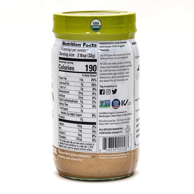 CB's Nuts USA Grown Organic Creamunchy 1 Ingredient Peanut Butter (4)