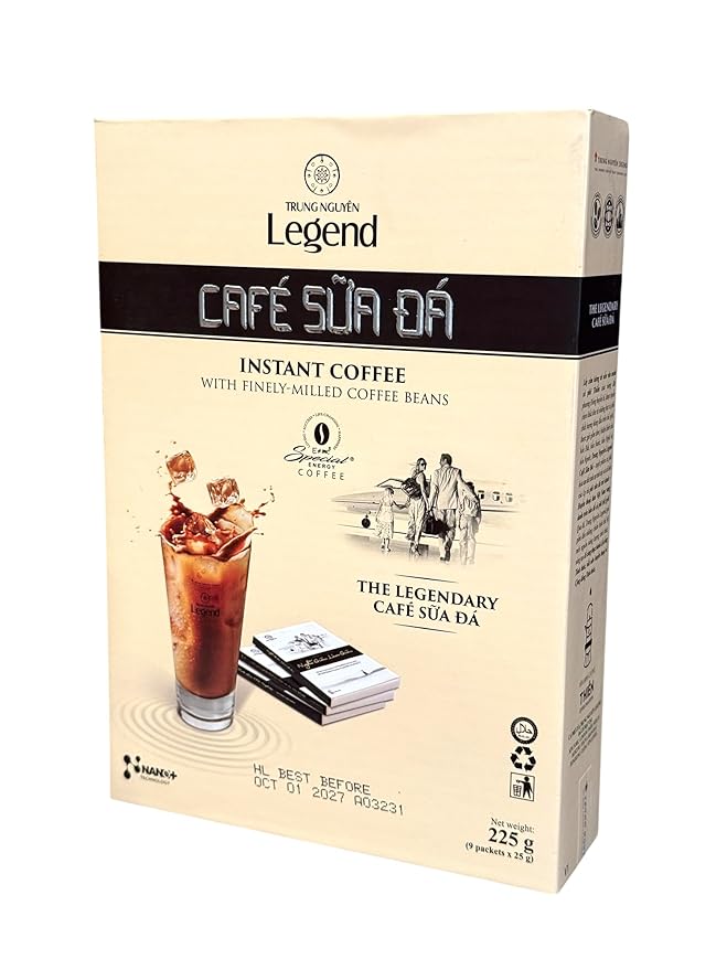 2 Packs - Instant Milk Coffee - Ca Phe Sua Da Hoa Tan - 9 Packets per Box with 2 Boxes per Order