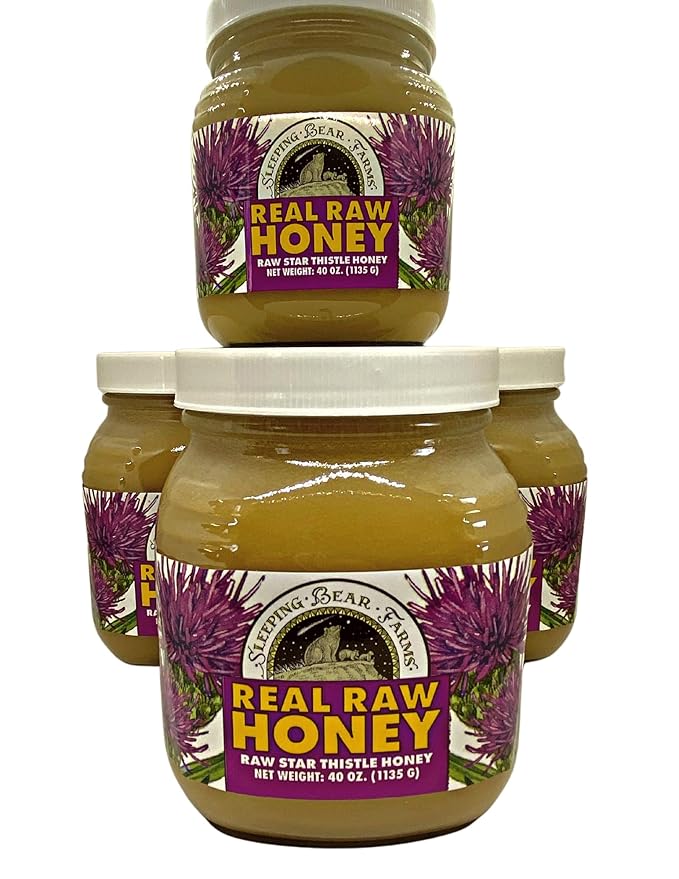 Sleeping Bear Farms 2.5 pound (40oz) REAL Raw Honey Harvested by our Beekeepers From Our Hives Packed in Glass