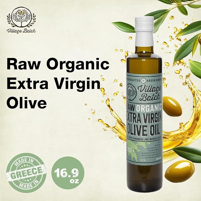 VILLAGE BATCH - AWARD WINNERS - KORONEIKI OLIVE OIL Greek Olive Oil ORGANIC COLD PRESSED OLIVE OIL Extra Virgin Olive Oil High In Polyphenols - Aceite De Oliva Extra Virgen - Olive Oil for Cooking Oil