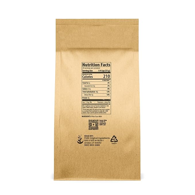 Pure Original Ingredients Oat Groats &amp Hulled Millet Bundle (3lb) Nutritional Breakfast Versatile Grains