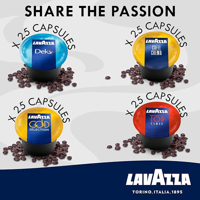Lavazza Blue Capsules Coffee Pods Variety Pack – 100 Count (25 Each of Top Class Gold Selection Decaf Dek &amp Caffè Crema) – Compatible with Lavazza LB Machines Only
