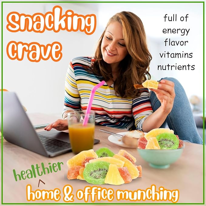 Tropical Mixed Dried Fruit Chunks – by It's Delish 5 lbs Bulk | All Natural Refreshing Snack | Mix Of Pineapple Papaya Mango and Kiwi Slices – Low Sugar No Sulphur No Color added | Vegan Kosher