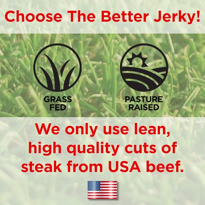 Black Pepper Grass Fed Beef Jerky - 100 Calorie Snacks Gourmet Healthy Low Carb High Protein - Keto Friendly &amp Gluten Free (3 Packs)