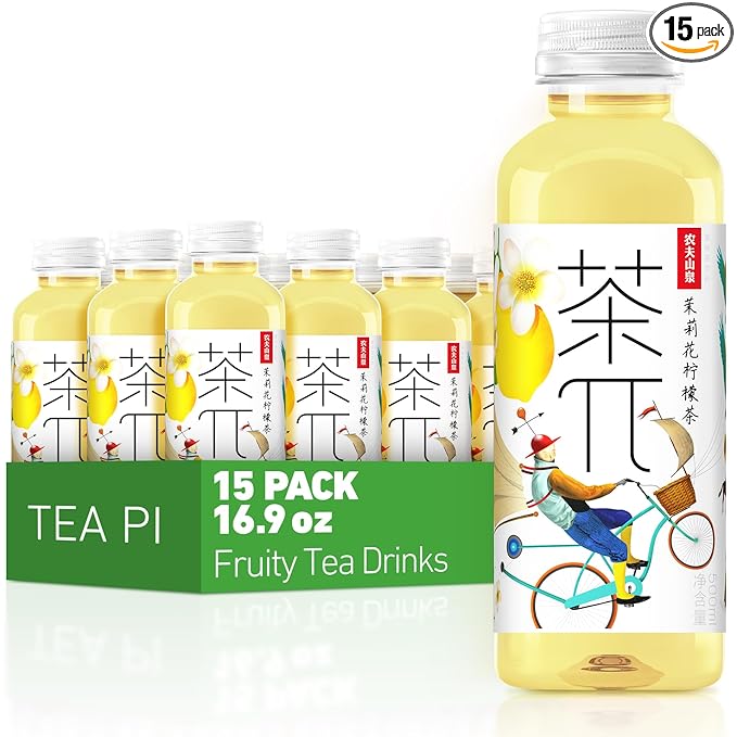 Tea PI Iced Tea –Jasmine Green Tea Lemon Sweet Iced Fruit Tea Bottles Real Juice -16.9 fl oz 500mL 15 Pack