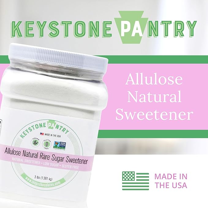 Keystone Pantry - Allulose Sweetener Low Calorie and Low Carb Sugar Substitutes Natural Allulose Sugar Substitute Gluten Soy and Sugar Alcohol-Free 3 Lbs.