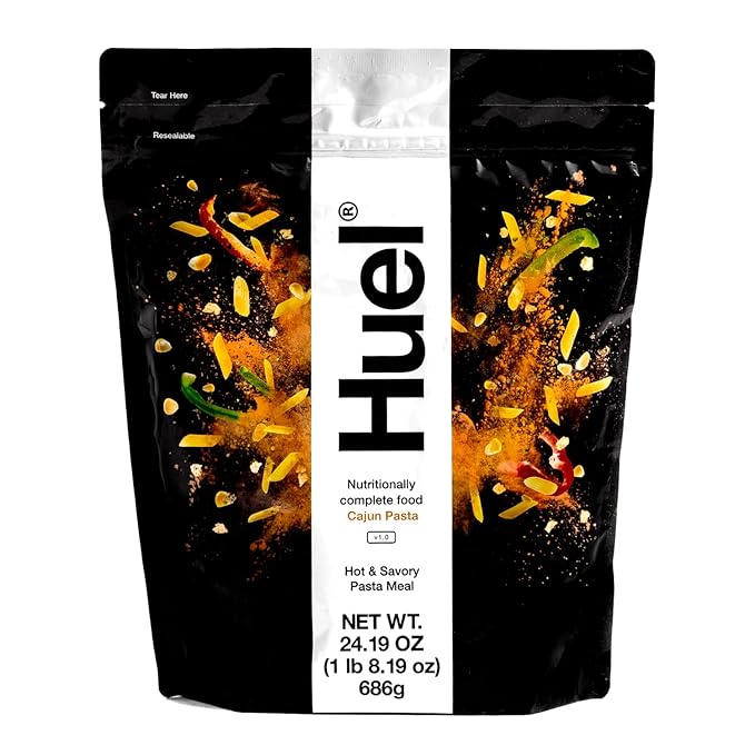 Huel Hot and Savory Instant Meal Replacement - Cajun Pasta - 14 Scoops Packed with 100% Nutritionally Complete Food Including 25g of Protein 6g of Fiber and 27 Vitamins and Minerals