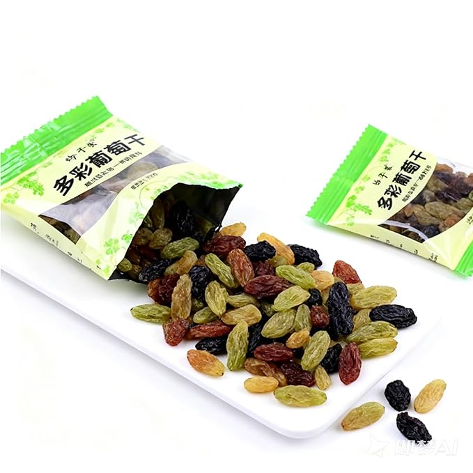4-Flavor Colorful Raisins - Seedless Individually Wrapped Snack Packs No Wash Needed Soft &amp Chewy For Baking Oatmeal Yogurt(9g*20 packs)