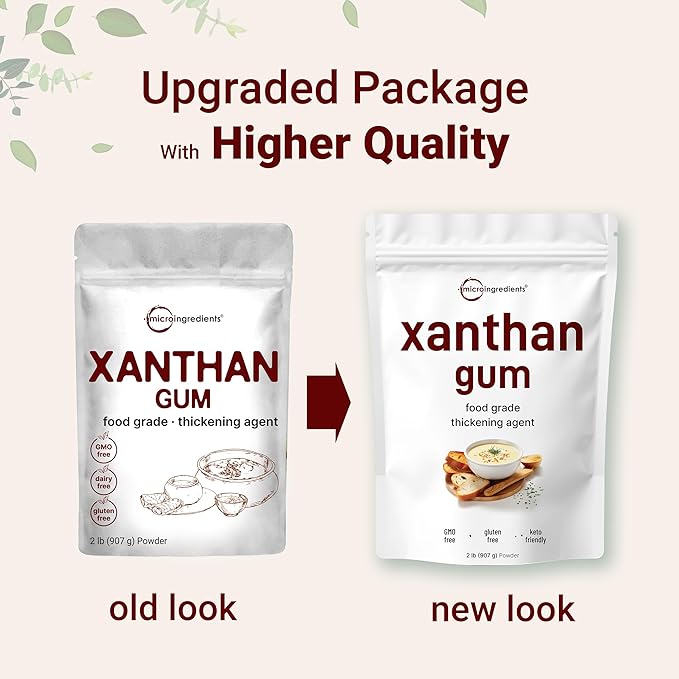 Micro Ingredients Xanthan Gum Powder 2lb (32oz) Premium Quality for Keto &amp Gluten-Free Baking Unflavored Thickening Agent for Cooking Non-GMO Vegan Friendly