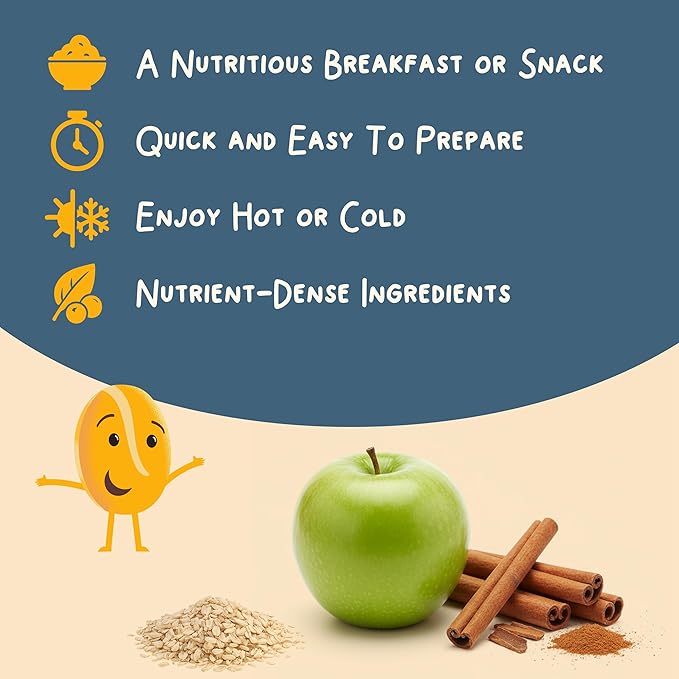 Dozy Oats Overnight Oatmeal 15-Serving Big Batch Bag. Gluten-Free Natural Source of Protein and Fiber Apple Cinnamon 750g