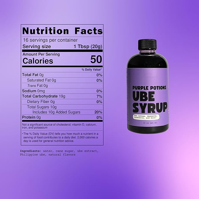 Purple Potions Ube Coffee Flavoring Syrup 10oz Bottle For Making Ube Lattes Cocktails and Desserts Authentic Filipino Flavor