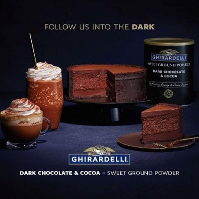 Ghirardelli Sweet Ground Dark Chocolate &amp Cocoa Powder 3 Pound Can with Ghirardelli Stamped Barista Spoon