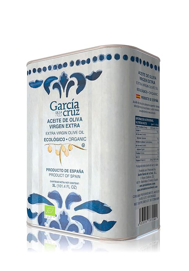 GARCÍA DE LA CRUZ - Organic Extra Virgin Olive Oil Cooking Oil Olive Variety Smooth Body Origin Spain Montes de Toledo Packed in Tins - 3L