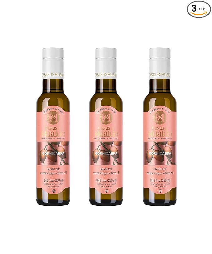 Casas De Hualdo Cornicabra Extra Virgin Olive Oil Imported From Spain (250 ML Pack of 3)