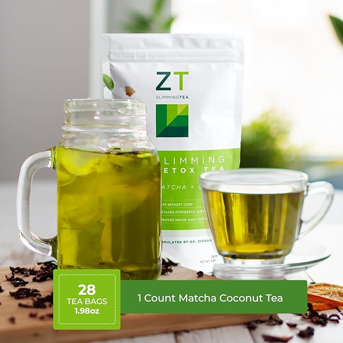 Dr. Zisman ZT Slimming - Matcha-Coconut Herbal Tea Blend with Senna Leaf- Antioxidant Effects - 28 Day Wellness Blend (28 Tea Bags)