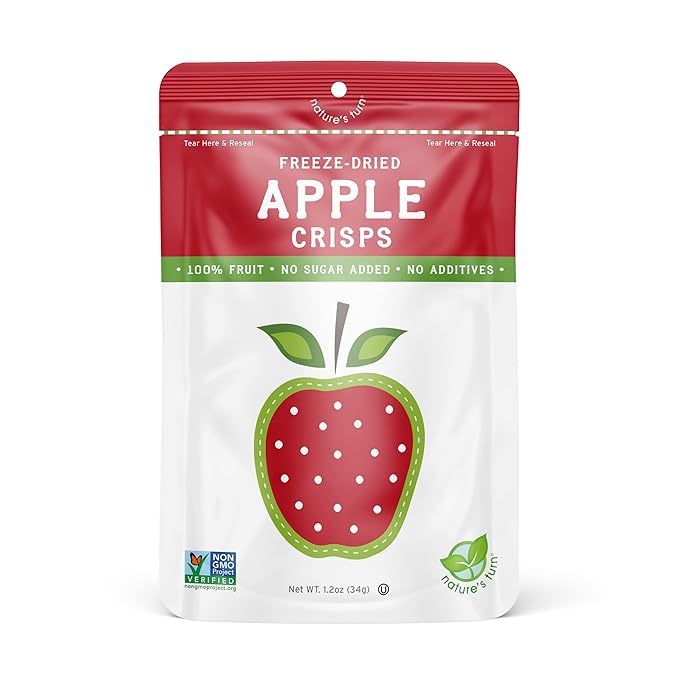 Nature's Turn Freeze-Dried Fruit Snacks Apple and Strawberry Pack of 12 (1.2 oz Each)