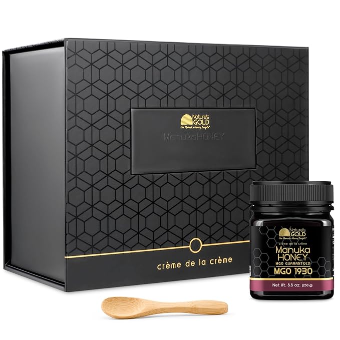 Nature’s Gold Manuka Honey MGO 1930+ Gift Set with Wooden Spoon | 8.8oz (250g) 100% Pure Genuine Traceable Hive to Home