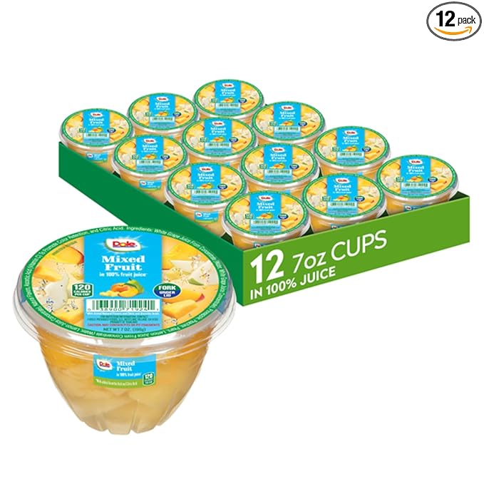 Dole Fruit Bowls Mixed Fruit in 100% Juice Snacks 7oz 12 Total Cups Gluten &amp Dairy Free Bulk Lunch Snacks for Kids &amp Adults