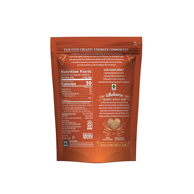 Wholesome Sweeteners 16-Ounce Organic Sucanat Panela Whole Cane Sugar Fair Trade Non-GMO Project Verified Gluten Free &amp Vegan for Baking Sprinkling and More 12 Pack