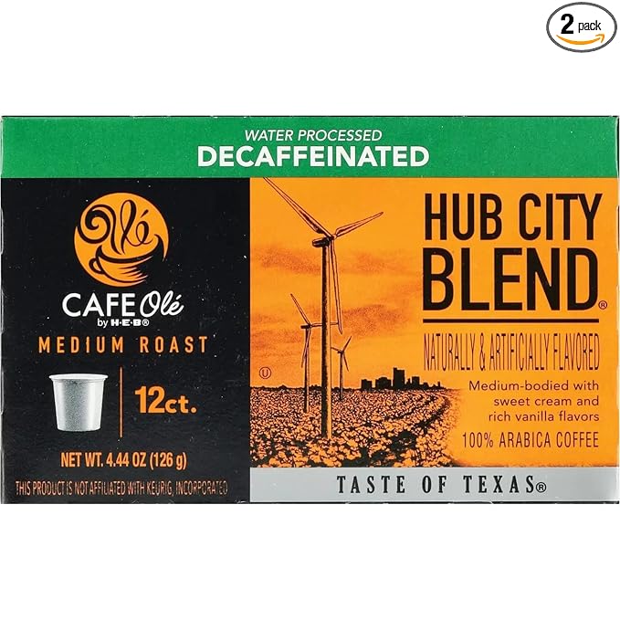 CAFE Olé by H‑E‑B Decaf Hub City Blend Medium Roast Single Serve Pods 12 ct 2 Boxes
